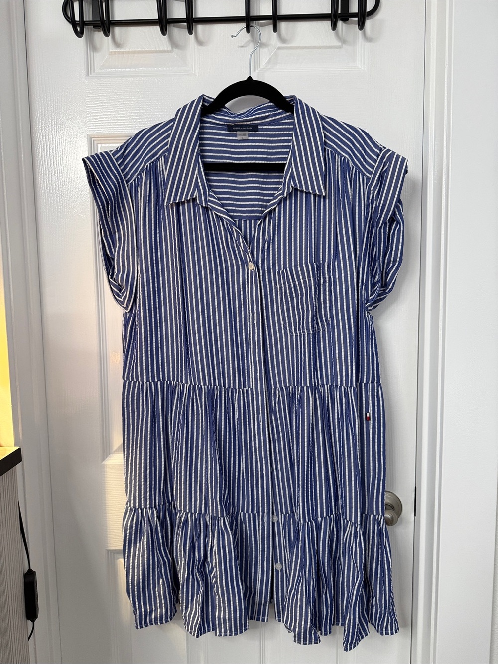 Tommy Hilfiger Navy and White Striped Cotton dress
